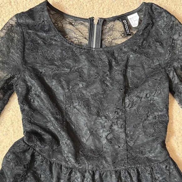 Divided Black Lace Kids Formal Dress - Picture 3 of 6